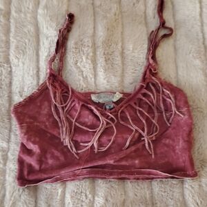 Fringe Detail Pink Crop Top